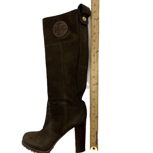 Tory Burch Women's Brown Suede Leather Heeled Boots Size 8.5M - Picture 11 of 11